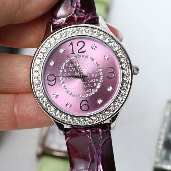 Leather Fashion Watch Lot Cleo George Sigal Louis Arden Black Green Pink Y2K - Picture 4 of 13